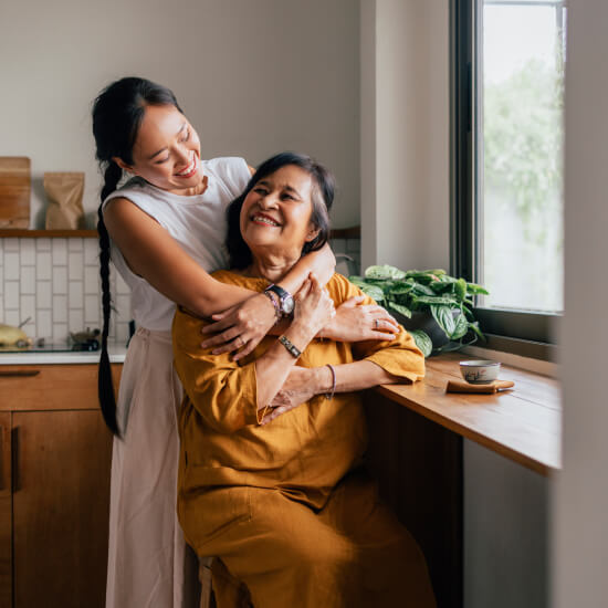 mother and daugher embracing