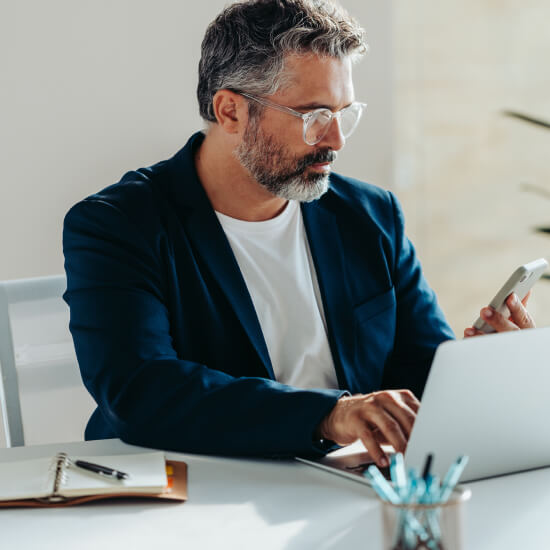 businessman working on lap 