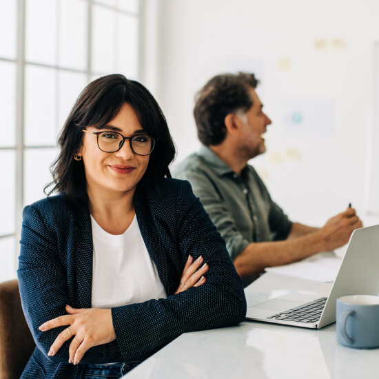 Business woman smiling at camera